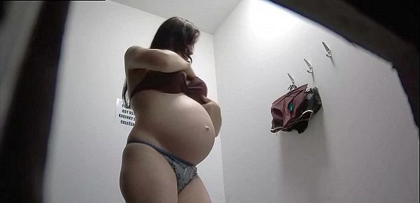  Pregnant Lady Changing Underwear at Public Changing Room